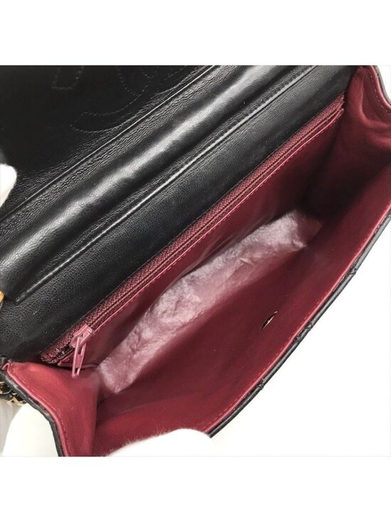 Chanel CC Logo Push Lock Quilted Lambskin Chain Shoulder Bag Black - Picture 8 of 10